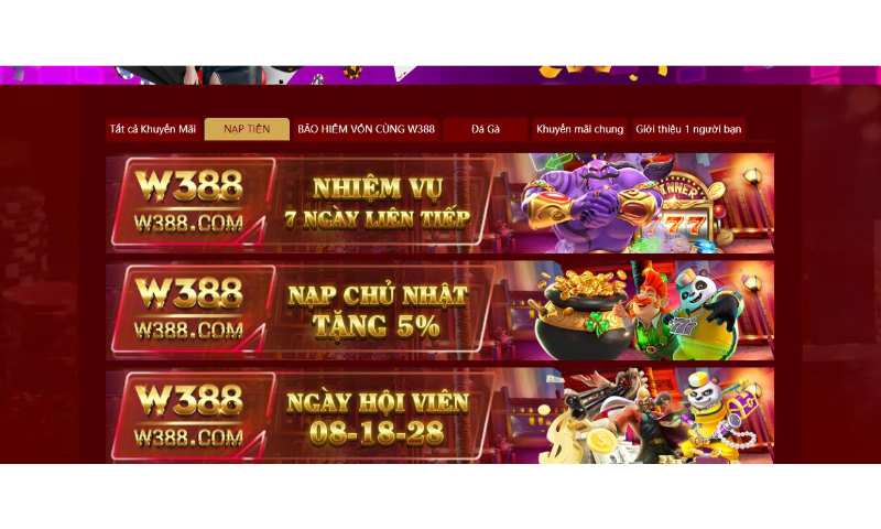 Các chương trình khuyến mãi w388 hiện nay