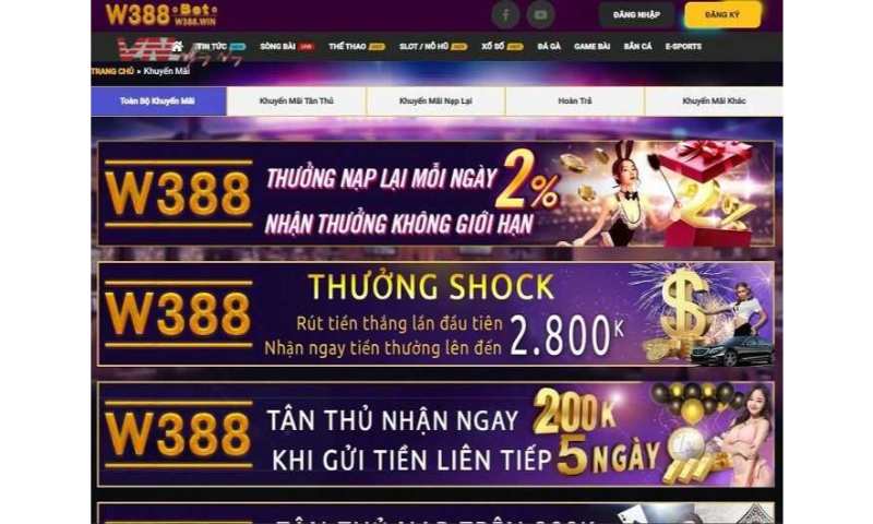 Tặng thưởng khuyến mãi w388 cho tân thủ