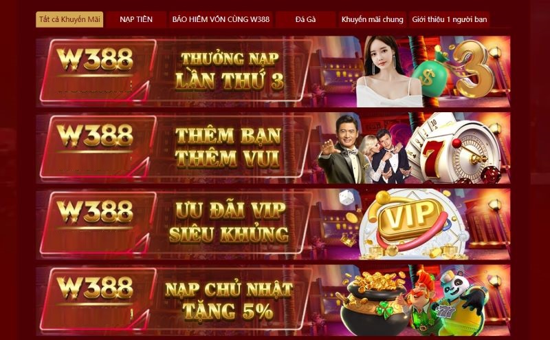 Các chương trình khuyến mãi hot tại W388